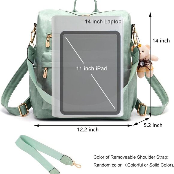 Women Vegan Leather Backpack Purse Set 2pcs Multi-Use Durable Stylish